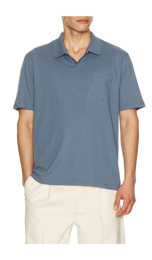 Vince Short Sleeve Johnny Collar in Blue by VINCE