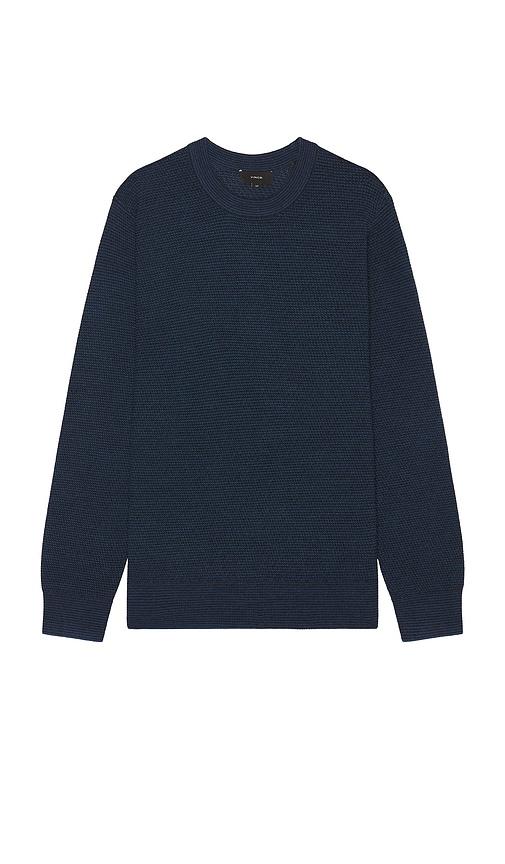 Vince Two Tone Merino Mesh Sweater in Blue by VINCE