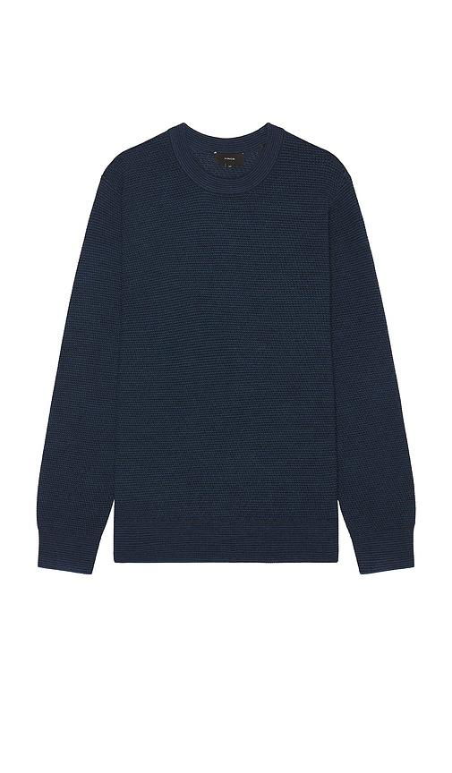 Vince Two Tone Merino Mesh Sweater in Navy by VINCE
