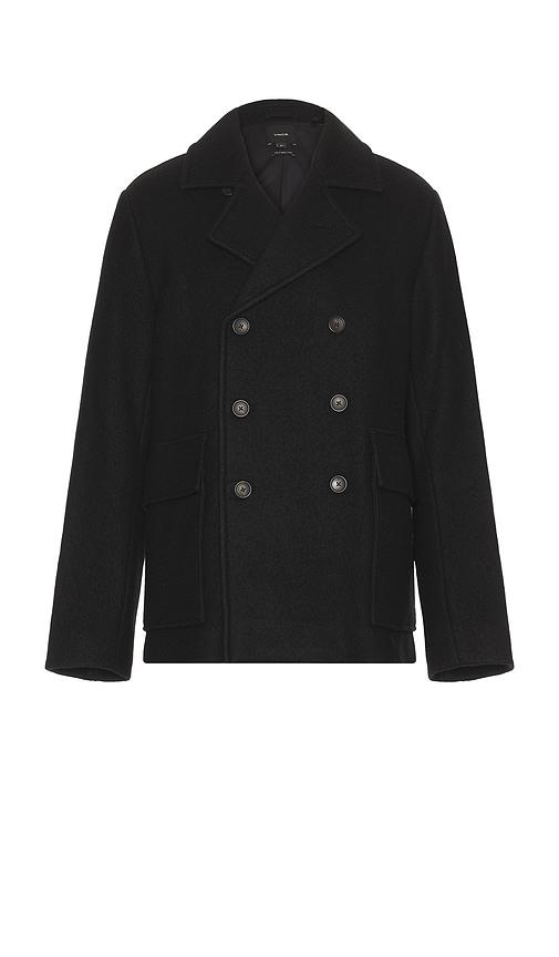 Vince Wool Peacoat in Black by VINCE