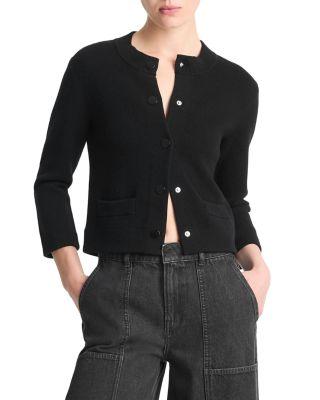 Wool Cashmere Shrunken Snap Front Cardigan by VINCE