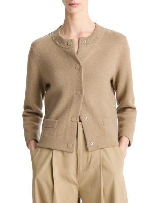 Wool Cashmere Shrunken Snap Front Cardigan by VINCE