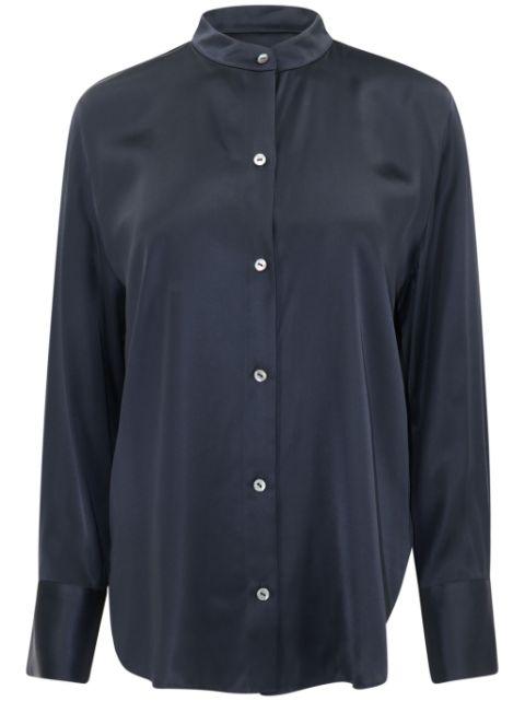 band-collar satin shirt by VINCE