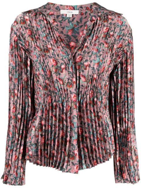 berry blooms pleated shirt by VINCE