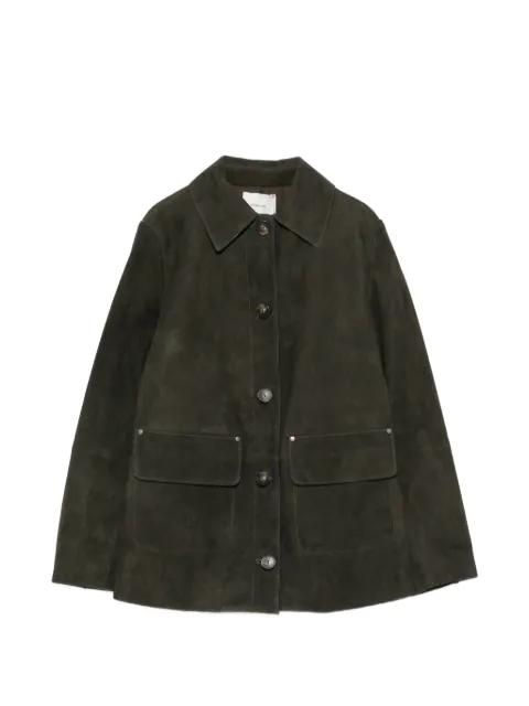 button-up suede jacket by VINCE