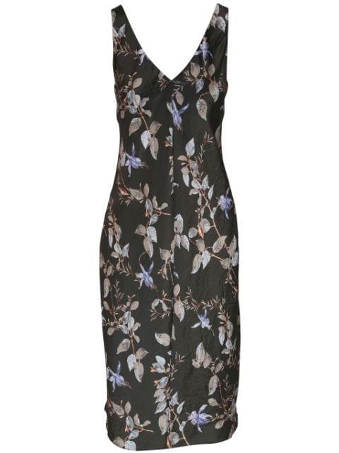 floral-print satin midi dress by VINCE