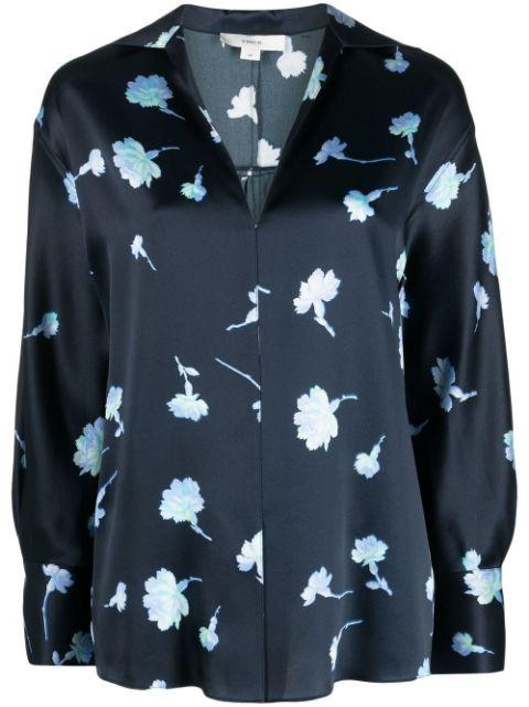 floral print silk blouse by VINCE