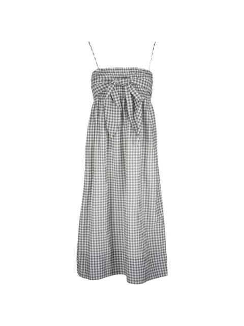gingham-check smocked midi dress by VINCE