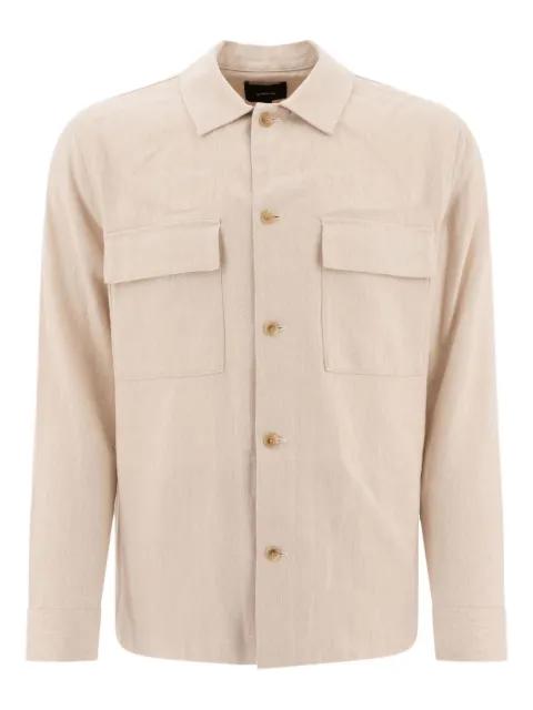 herringbone cotton-linen shirt by VINCE
