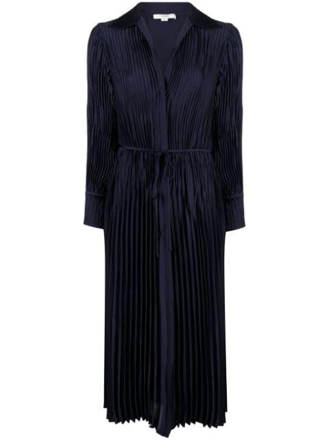 long-sleeve pleated shirtdress by VINCE