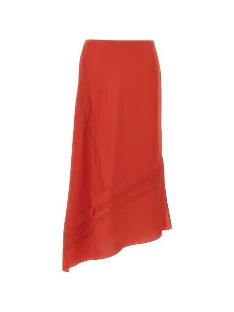 pintuck asymmetric midi skirt by VINCE