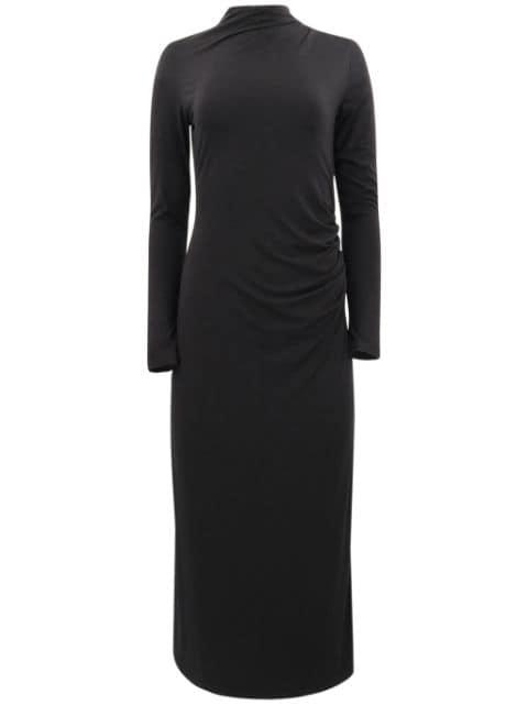 ruched-detail flared midi dress by VINCE