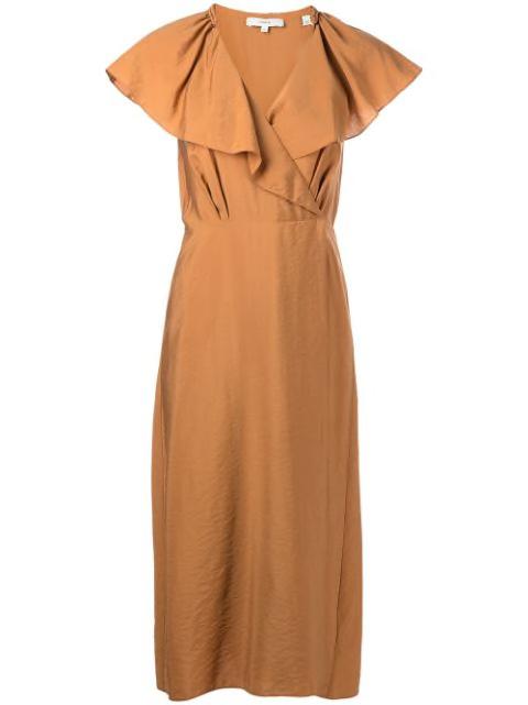 ruffled wrap midi dress by VINCE