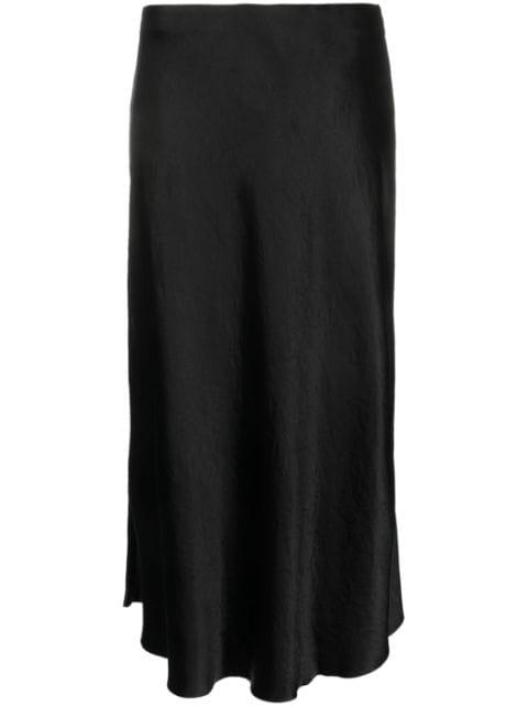 satin-finish draped midi skirt by VINCE