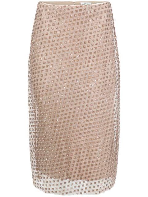 sequin-embellished double-layer straight skirt by VINCE
