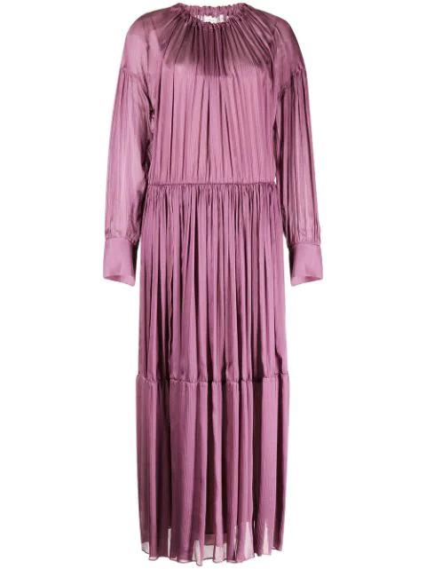 shirred-neck long-sleeved dress by VINCE