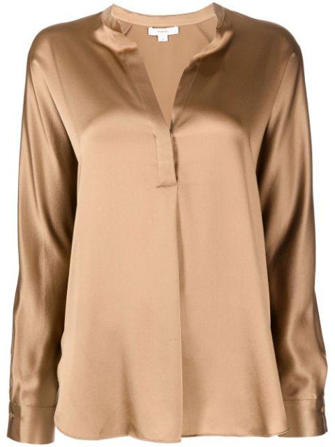 split-neck silk blouse by VINCE