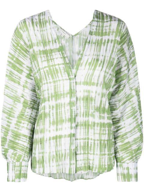 tie-dye long-sleeve silk blouse by VINCE