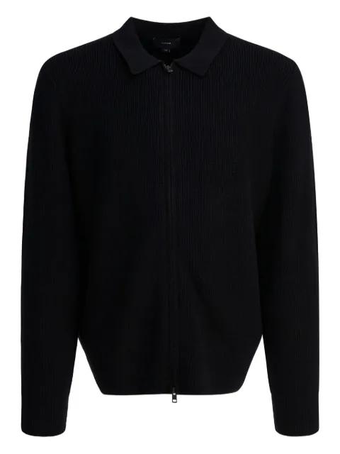 zip-up ribbed jacket by VINCE