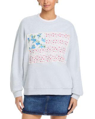 American Flag Applique Crewneck Sweatshirt by VINTAGE HAVANA