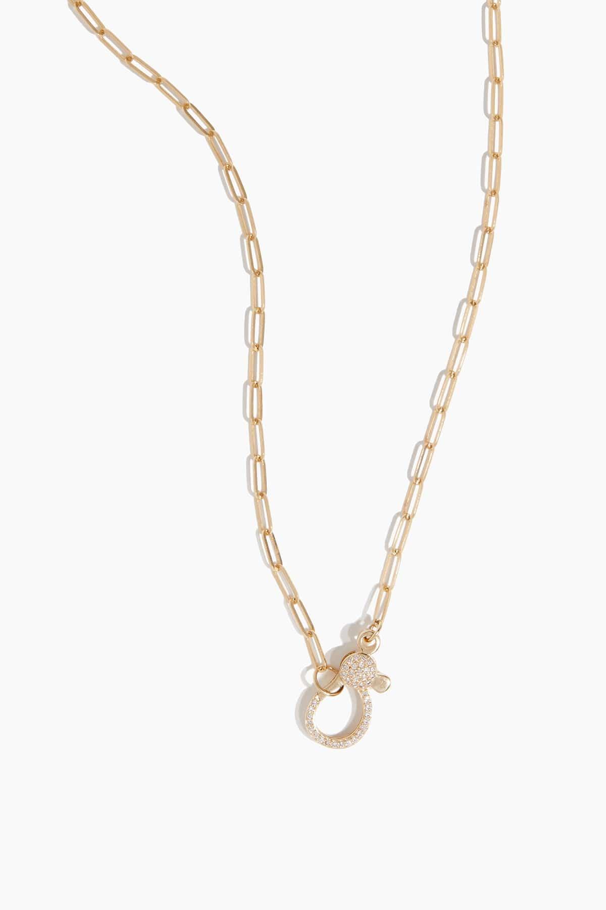 20" Paperclip Chain with Pave Clasp in 14k Yellow Gold by VINTAGE LA ROSE