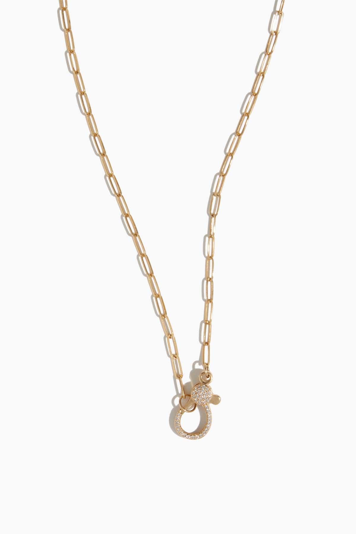 24" Paperclip Chain with Diamond Clasp in 14K Gold by VINTAGE LA ROSE