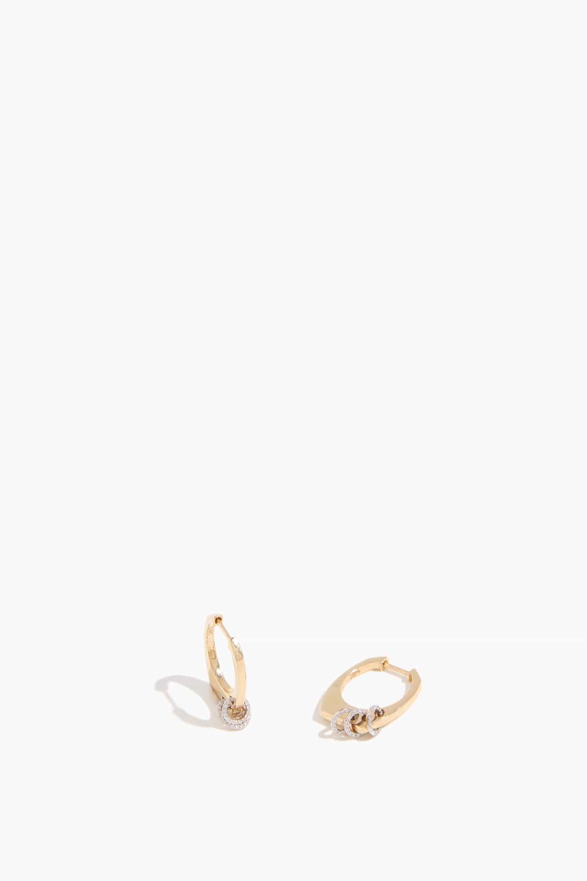 3 Ring Diamond Hoops in 14k Yellow Gold by VINTAGE LA ROSE