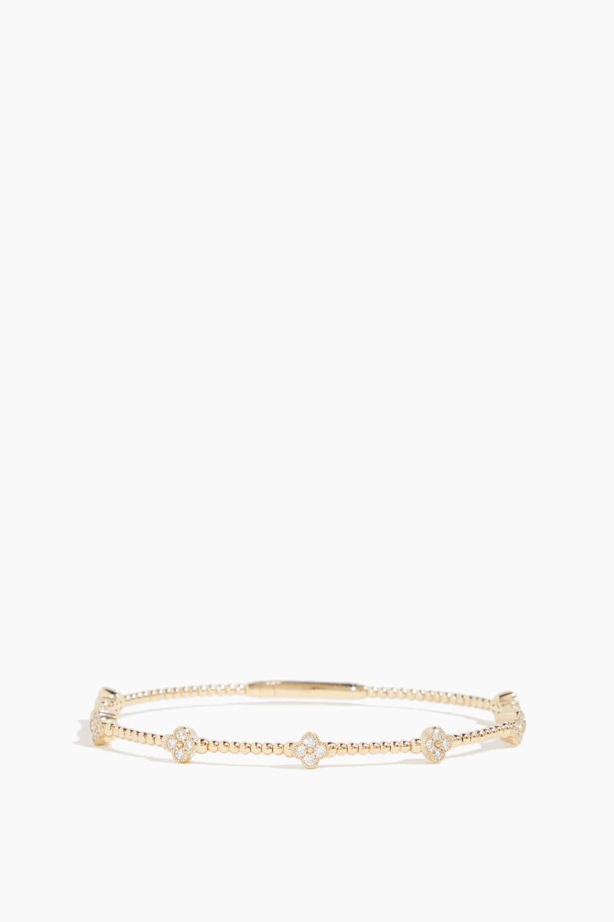 7 Clover Flexible Bangle in 14k Yellow Gold by VINTAGE LA ROSE