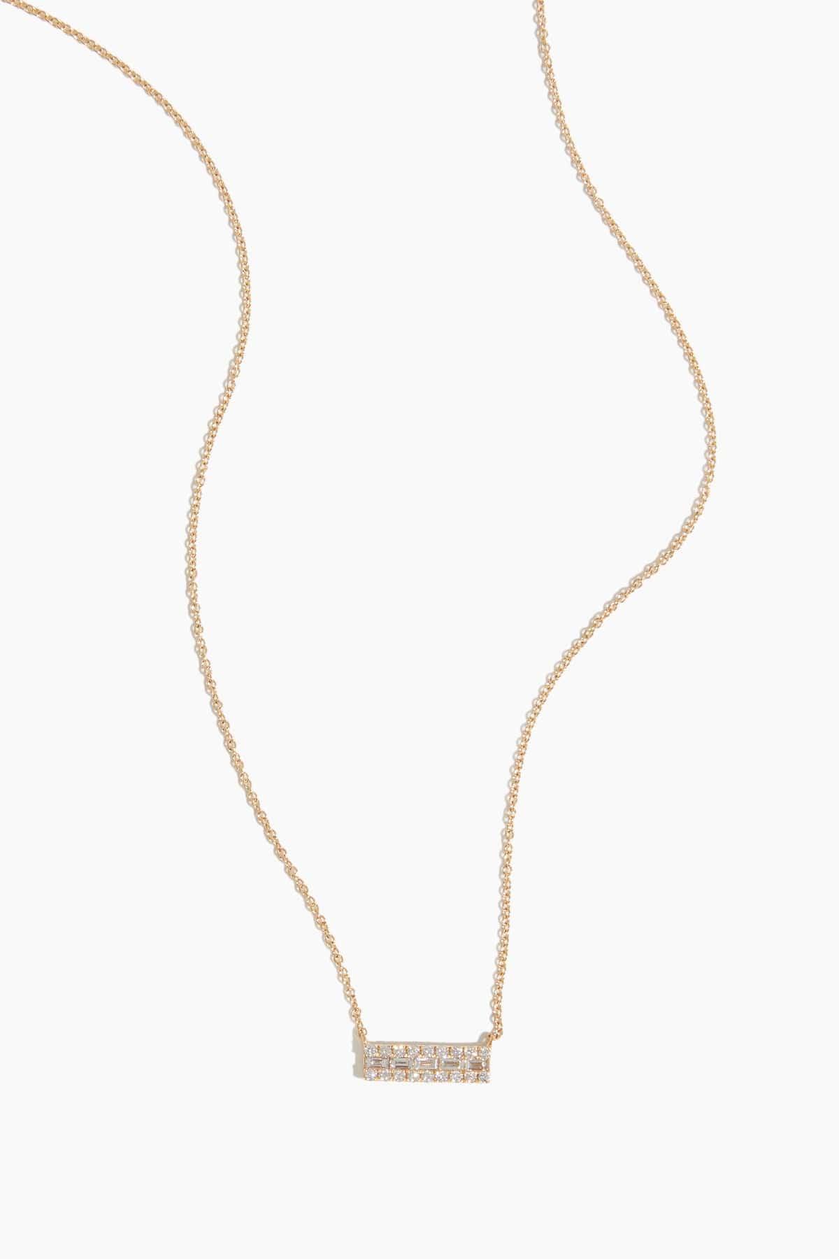 Bezel Bar Necklace in 14k Yellow Gold by VINTAGE LA ROSE