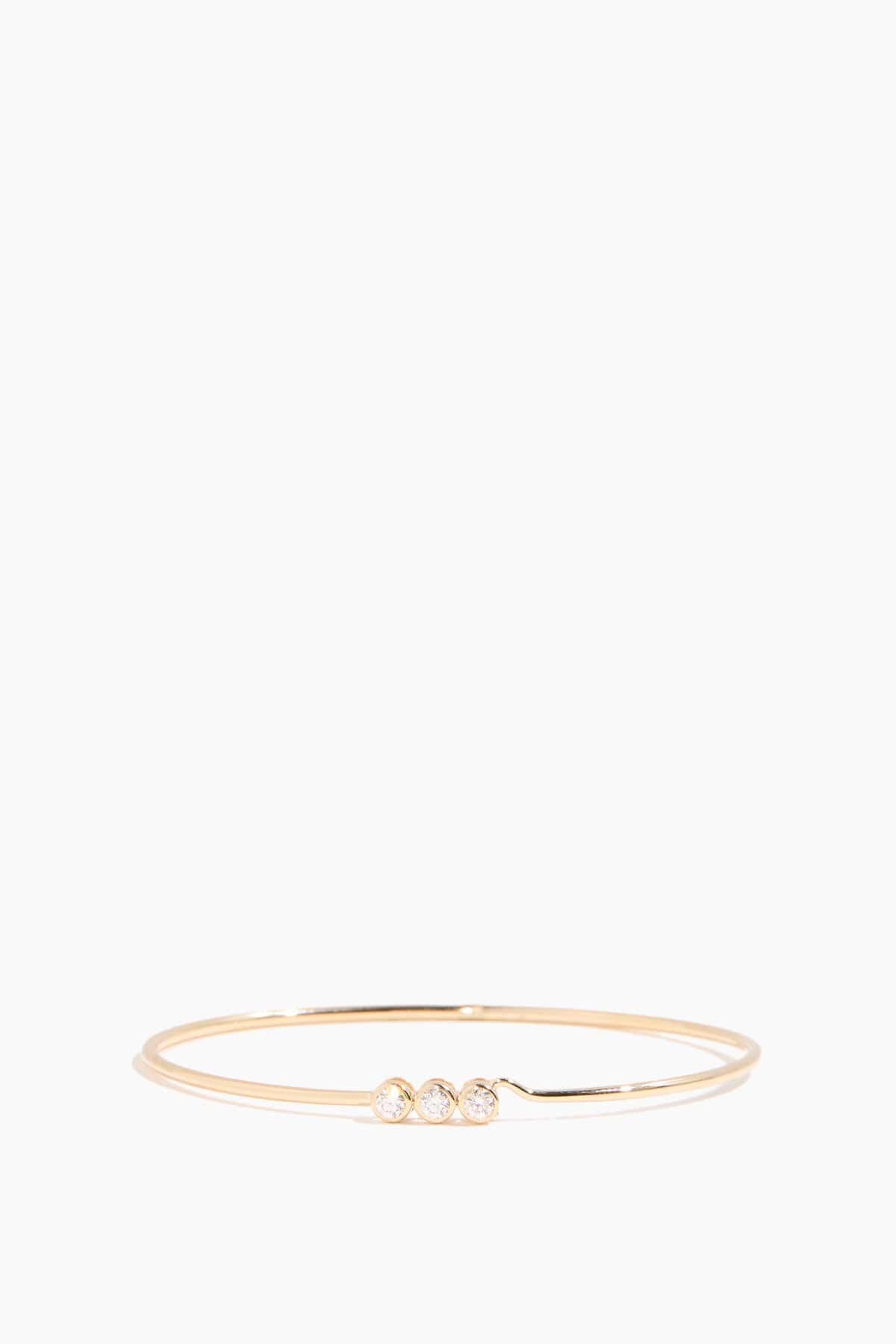 Bezel Diamond Wire Bangle in 14k Yellow Gold by VINTAGE LA ROSE