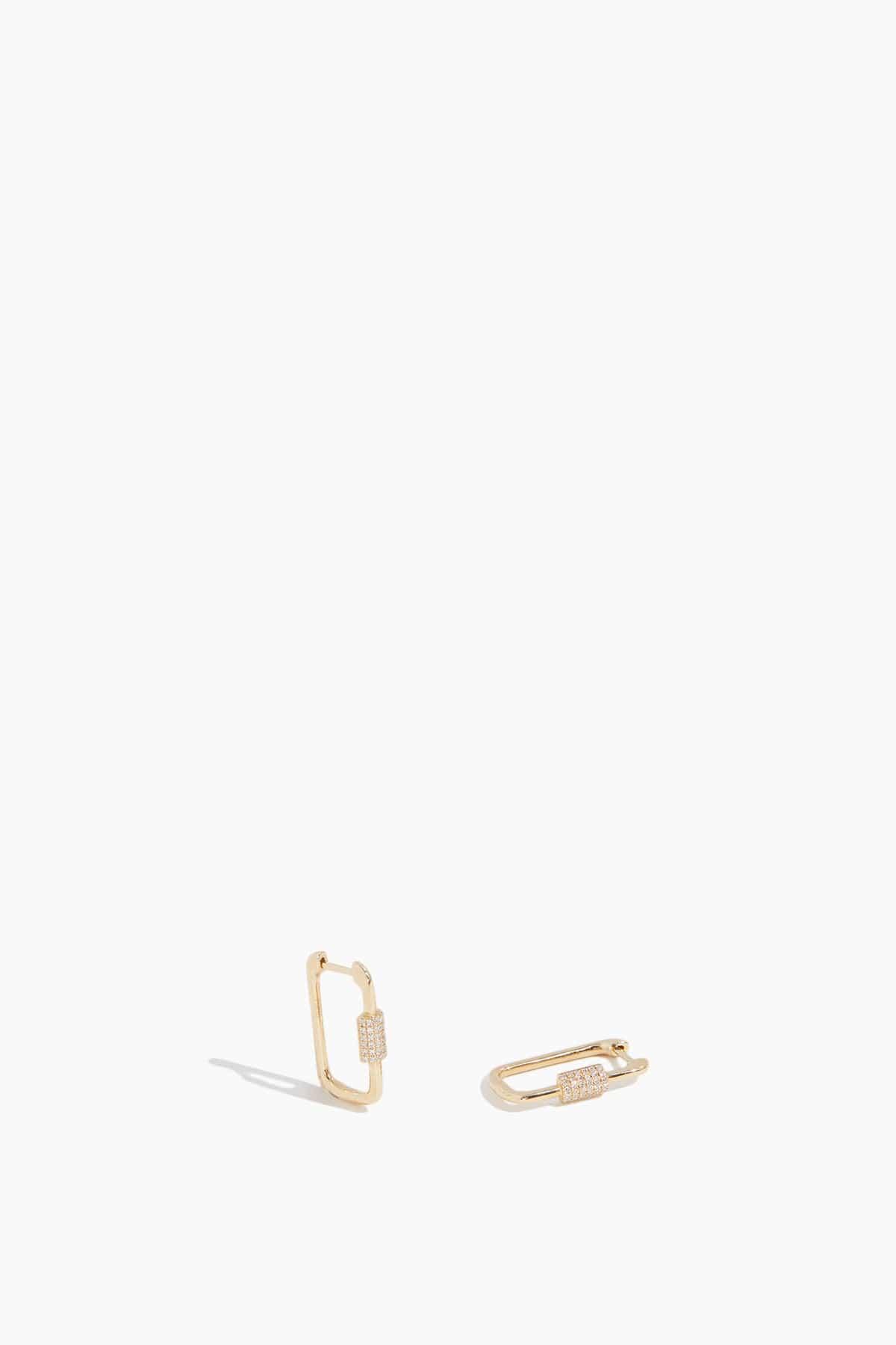 Carabiner Earrings in 14K Yellow Gold by VINTAGE LA ROSE