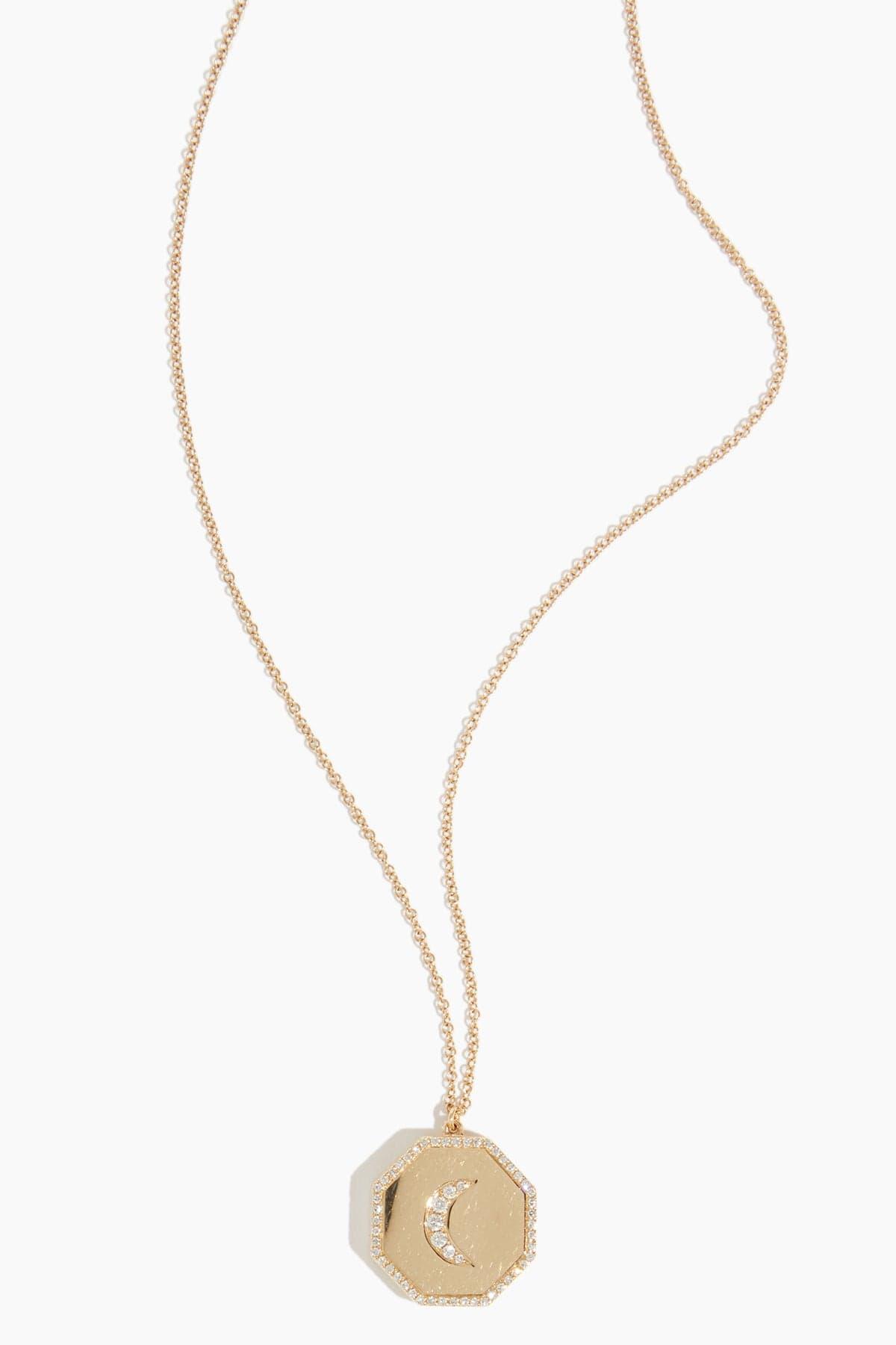 Crescent Moon Locket Necklace in 14k Yellow Gold by VINTAGE LA ROSE