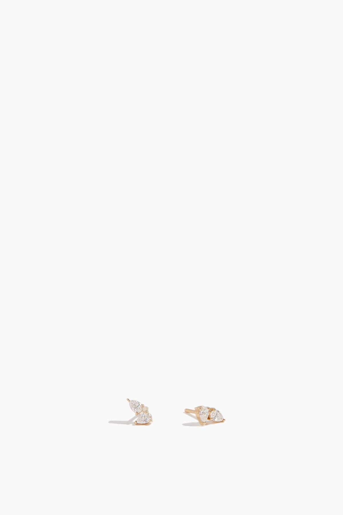 Diamond Cluster Studs in 14k Yellow Gold by VINTAGE LA ROSE