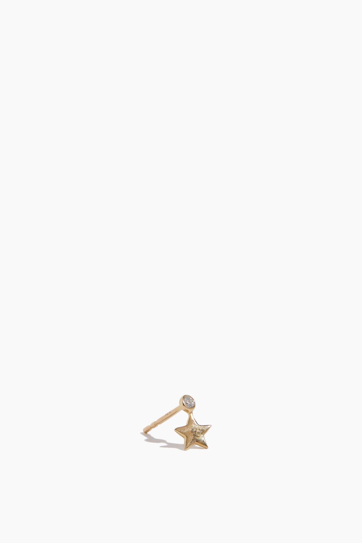Diamond Dot Star Single Stud in 14k Yellow Gold by VINTAGE LA ROSE
