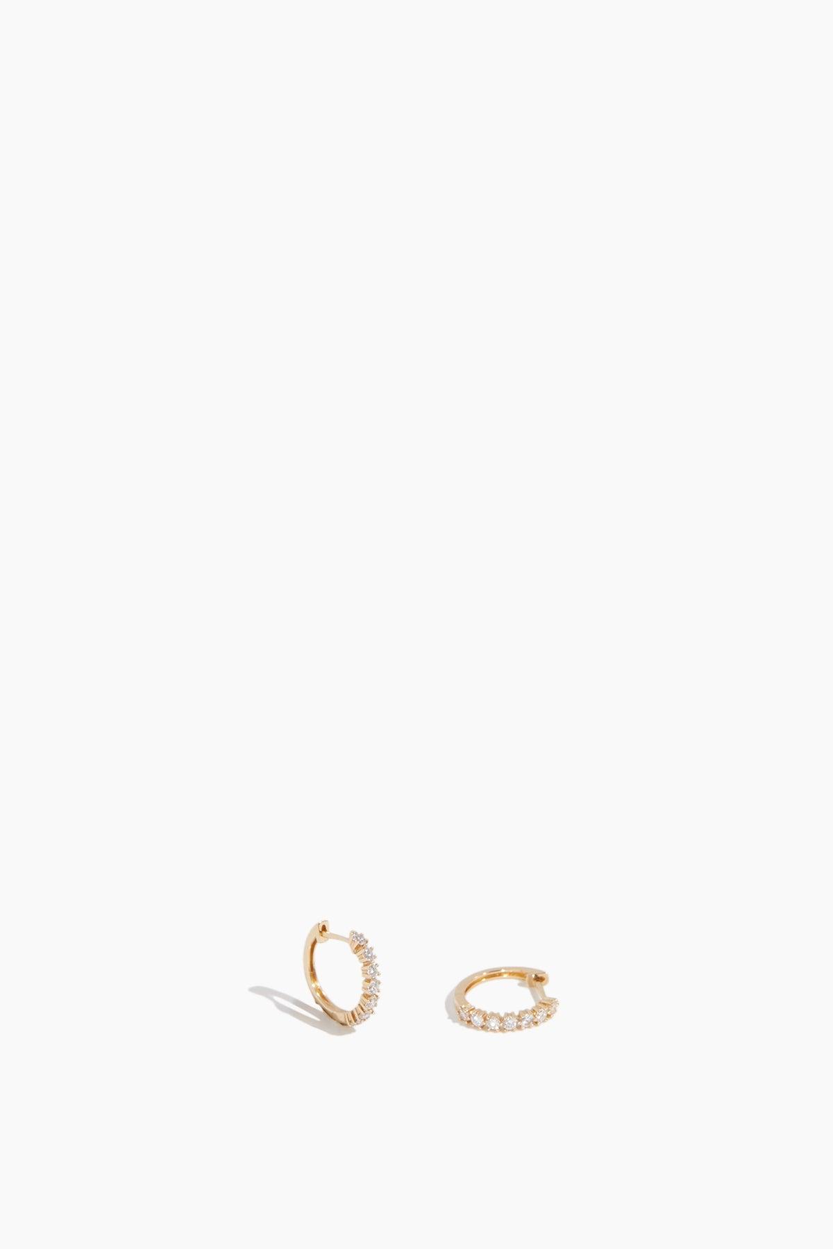 Diamond Huggies in 14k Yellow Gold by VINTAGE LA ROSE