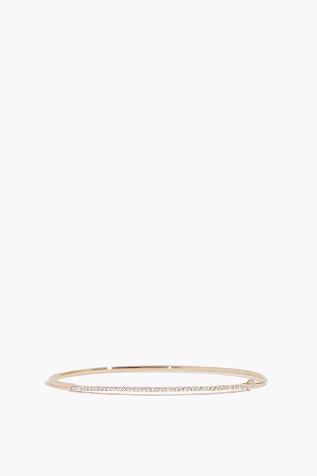 Diamond Row Wire Bangle in 14k Yellow Gold by VINTAGE LA ROSE
