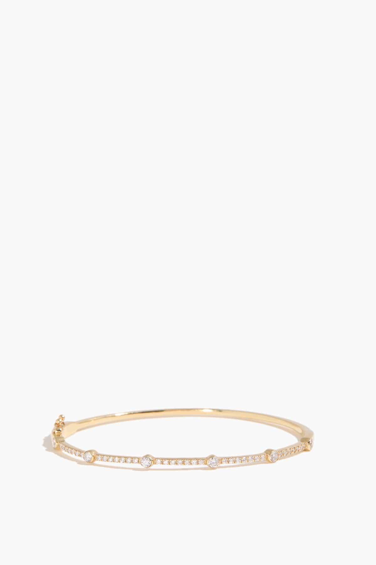 Diamond Station Bangle in 14k Yellow Gold by VINTAGE LA ROSE