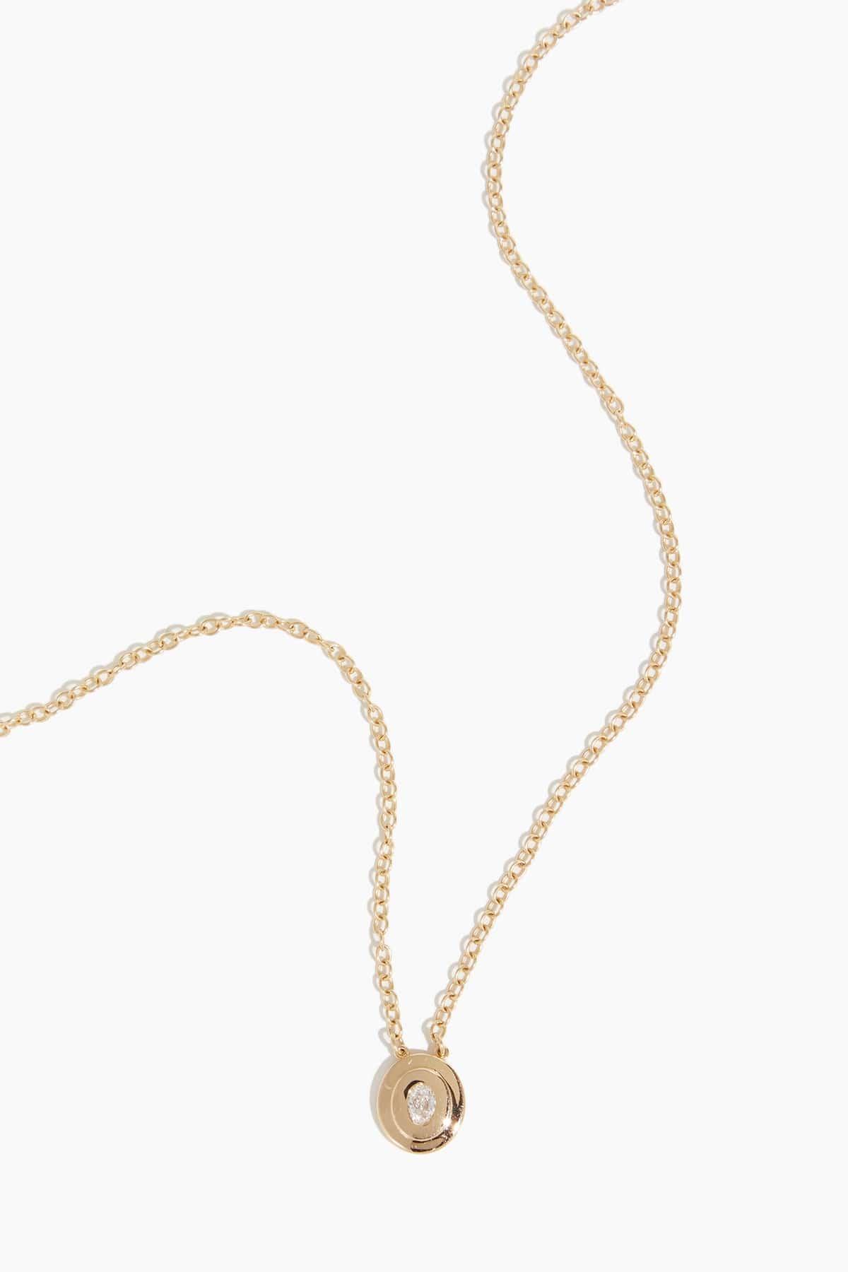 Double Bezel Solitaire Necklace in 14k Yellow Gold by VINTAGE LA ROSE