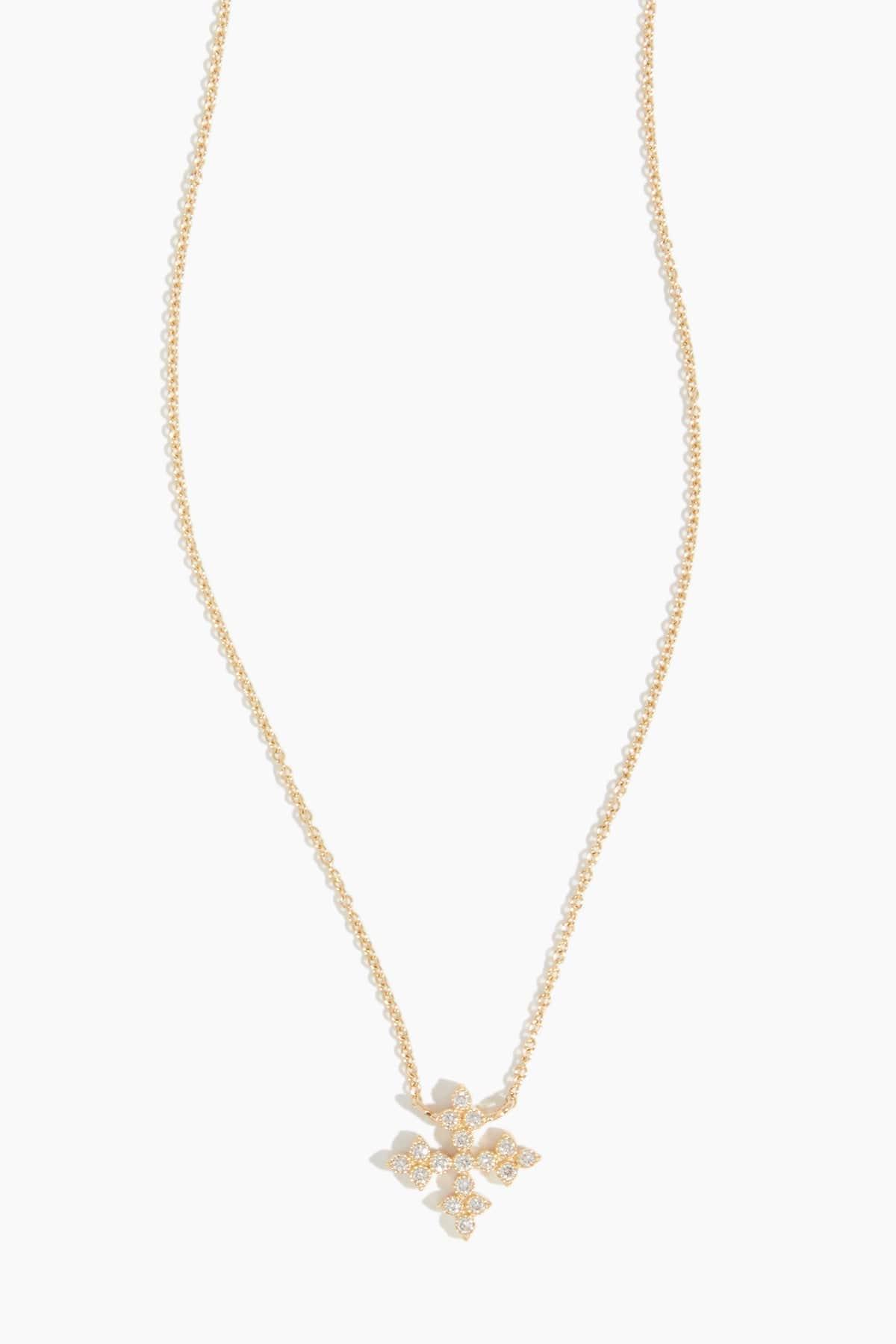 Florence Cross Necklace in 14k Yellow Gold by VINTAGE LA ROSE