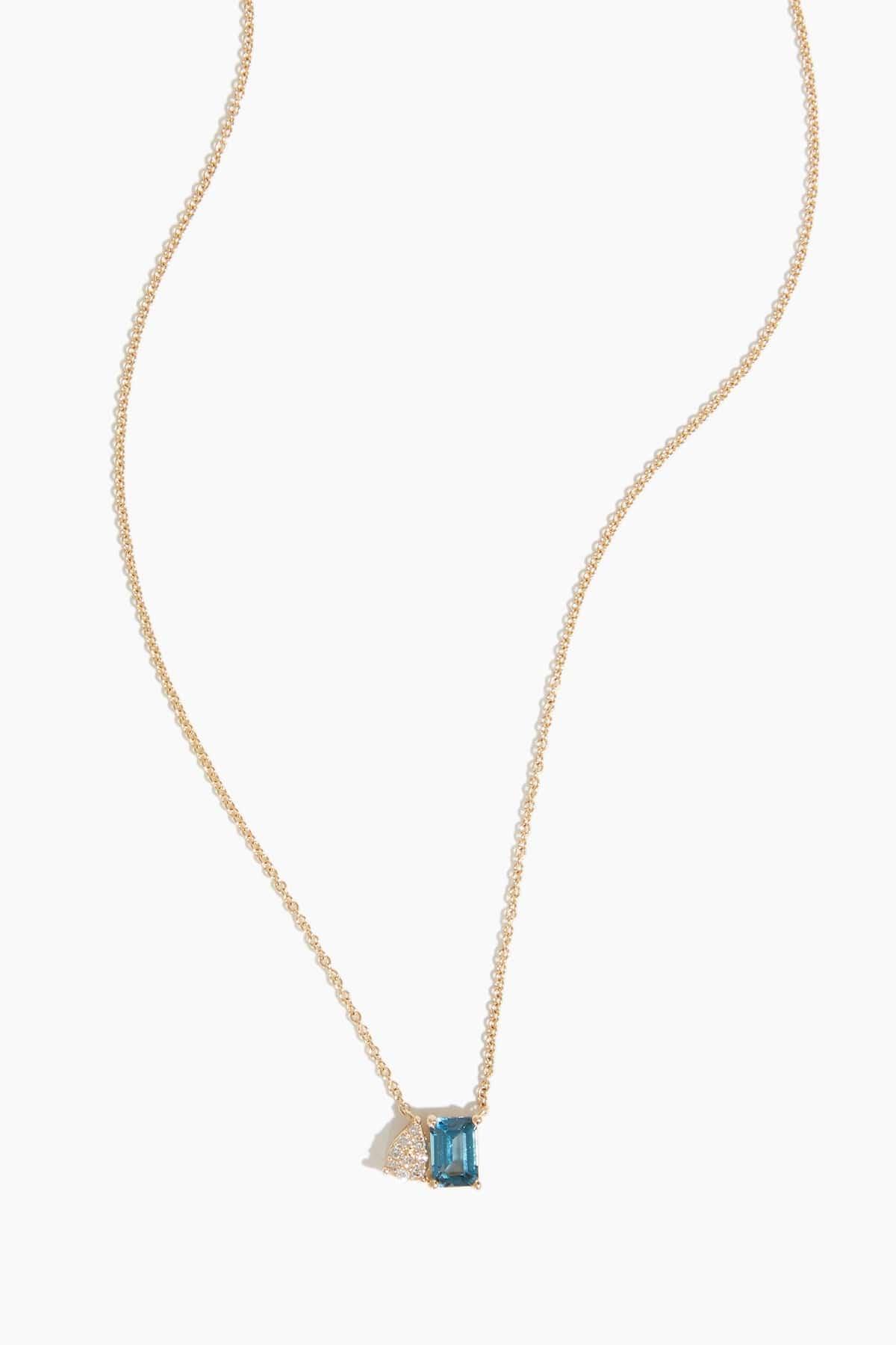 London Topaz Pave Pairs Necklace in 14k Yellow Gold by VINTAGE LA ROSE