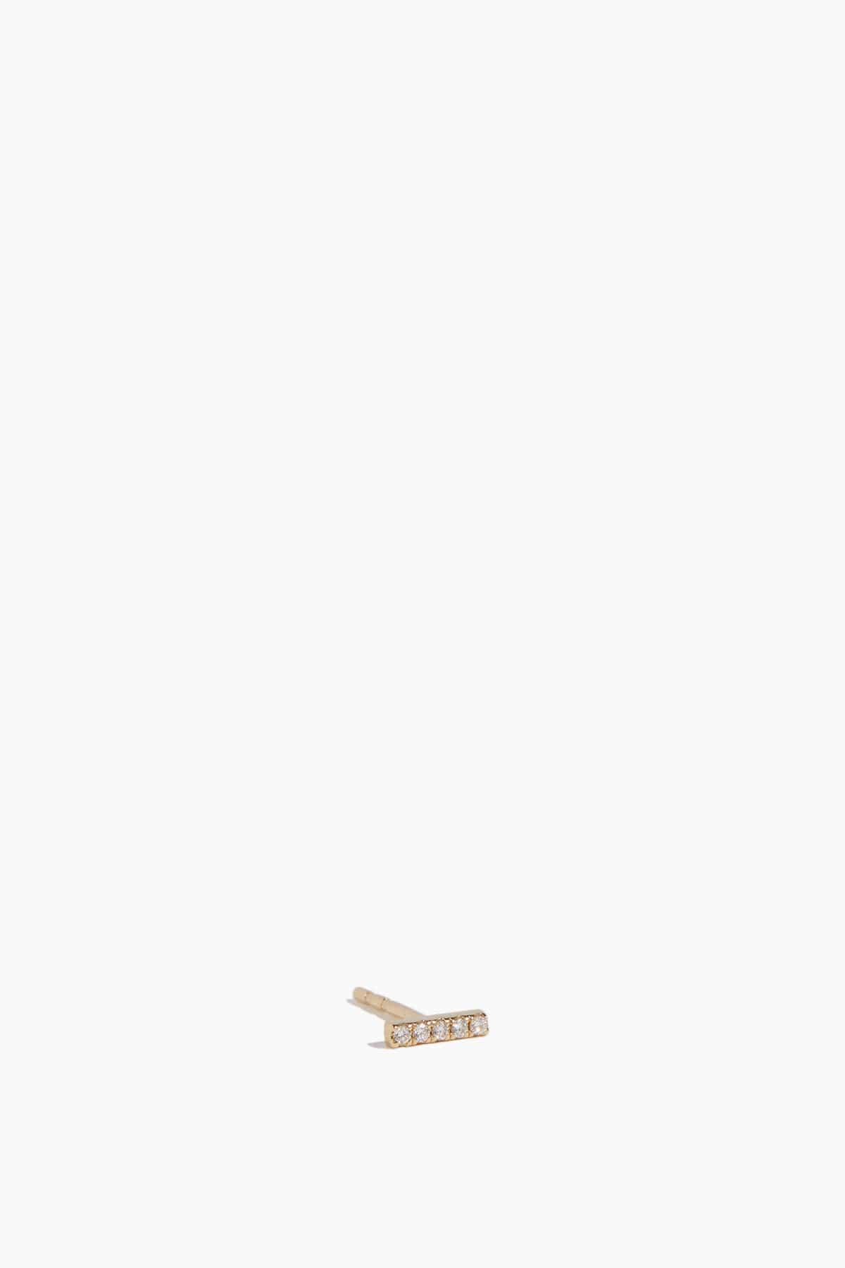 Mini Diamond Bar Single Stud in 14k Yellow Gold by VINTAGE LA ROSE