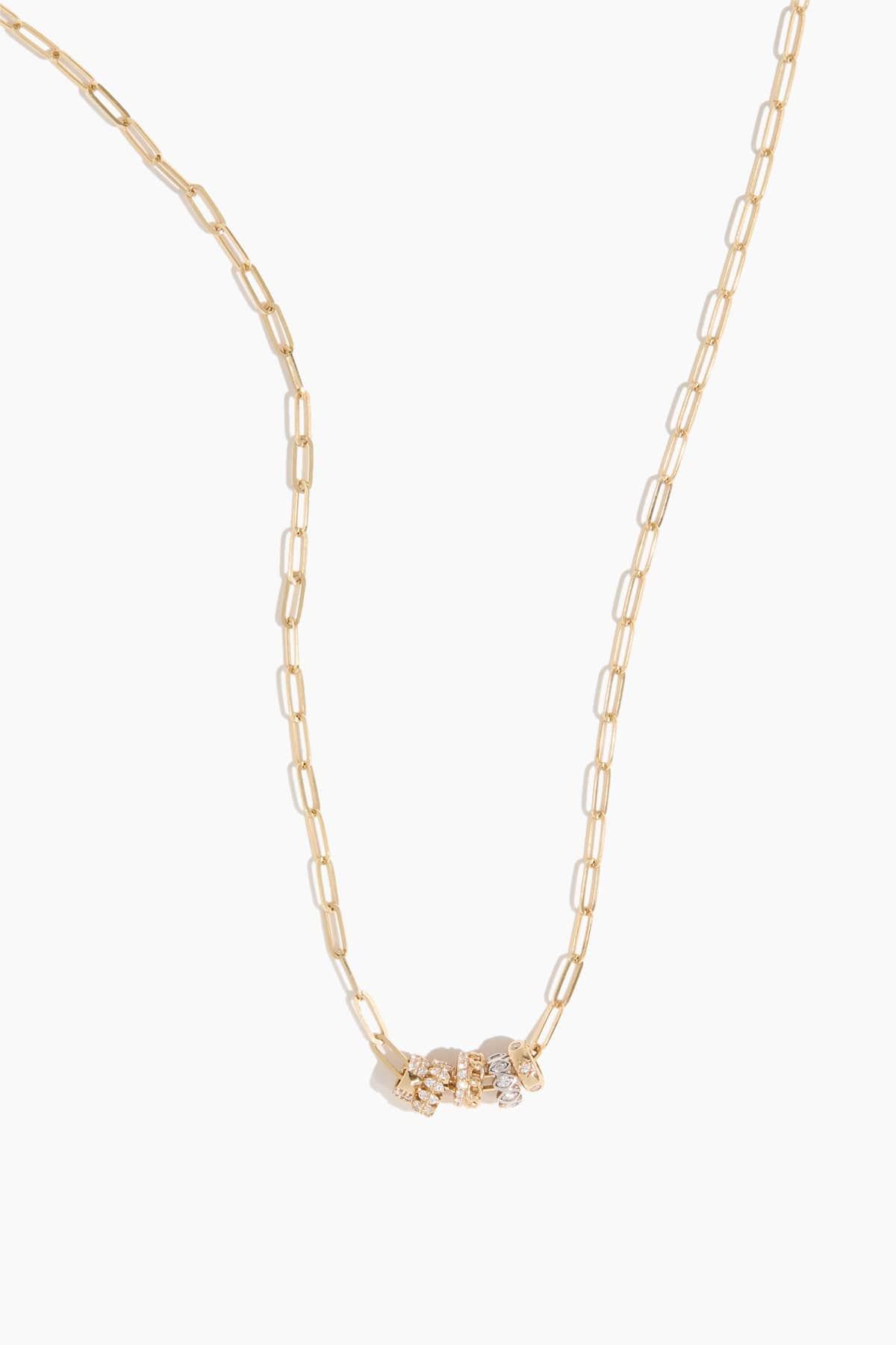 Multiring Paperclip Necklace in 14k Yellow Gold by VINTAGE LA ROSE