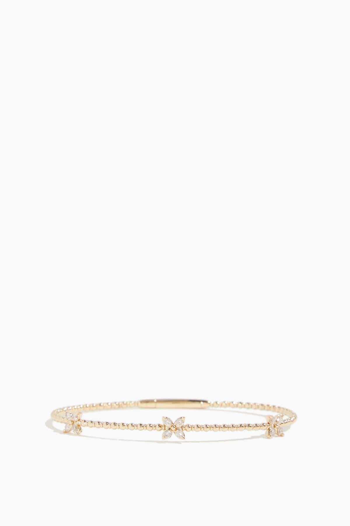 Pave Butterfly Flexible Bangle in 14k Yellow Gold by VINTAGE LA ROSE