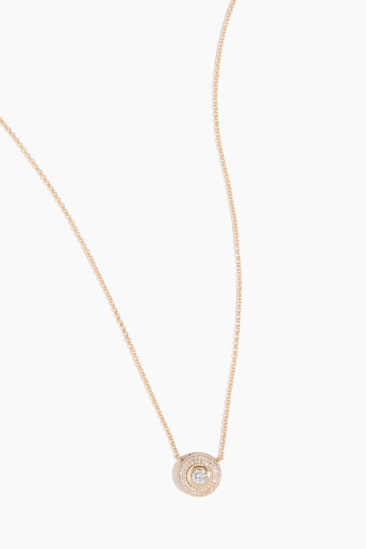 Pave Diamond Bezel Necklace in 14k Yellow Gold by VINTAGE LA ROSE