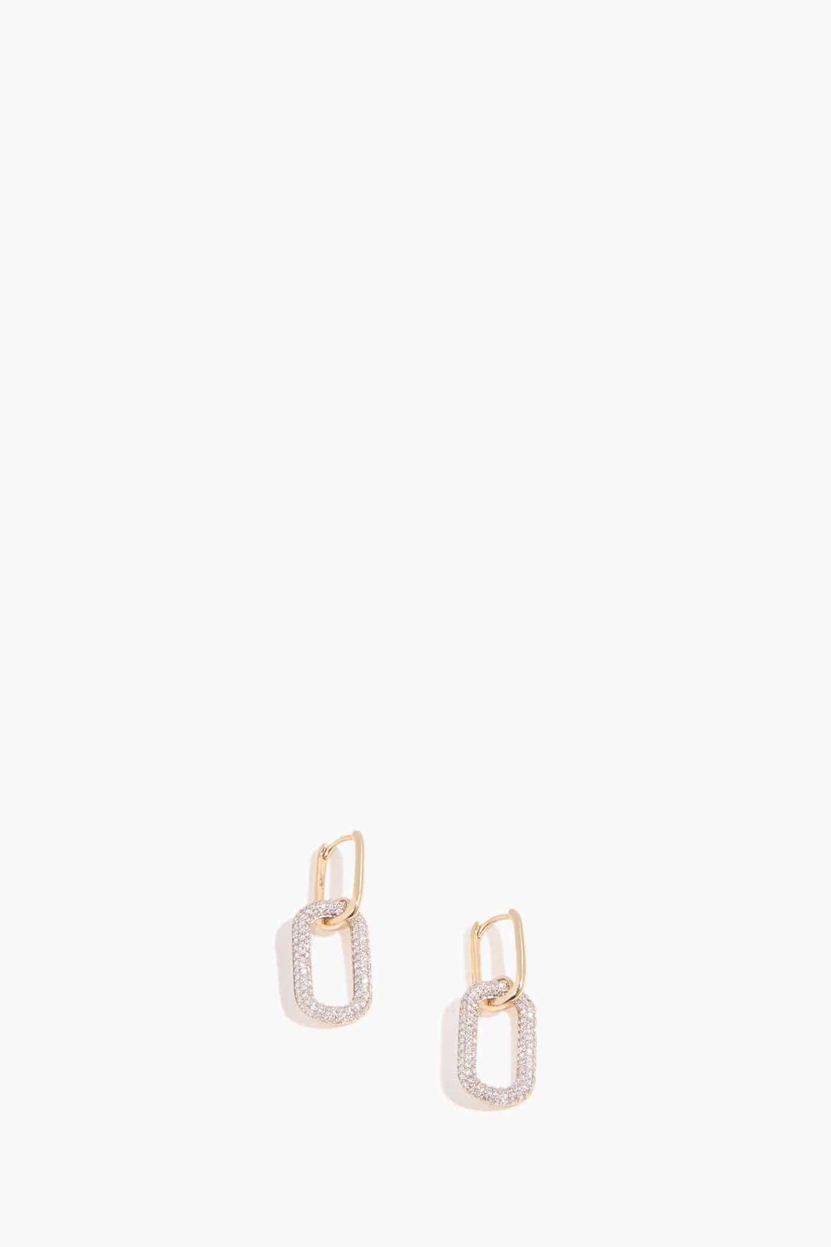Pave Diamond Drop Link Earrings in 14k Yellow Gold by VINTAGE LA ROSE
