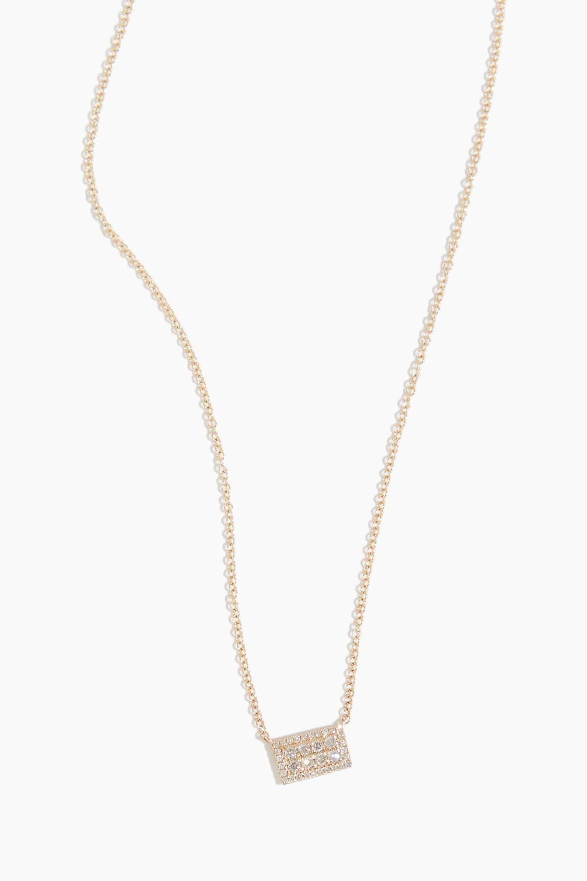 Pave Diamond Short Bar Necklace in 14k Yellow Gold by VINTAGE LA ROSE