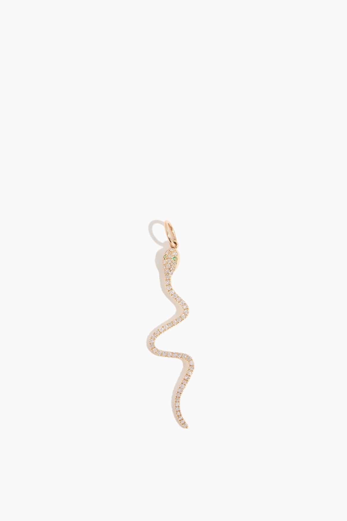 Pave Diamond Snake Pendant in 14k Yellow Gold by VINTAGE LA ROSE