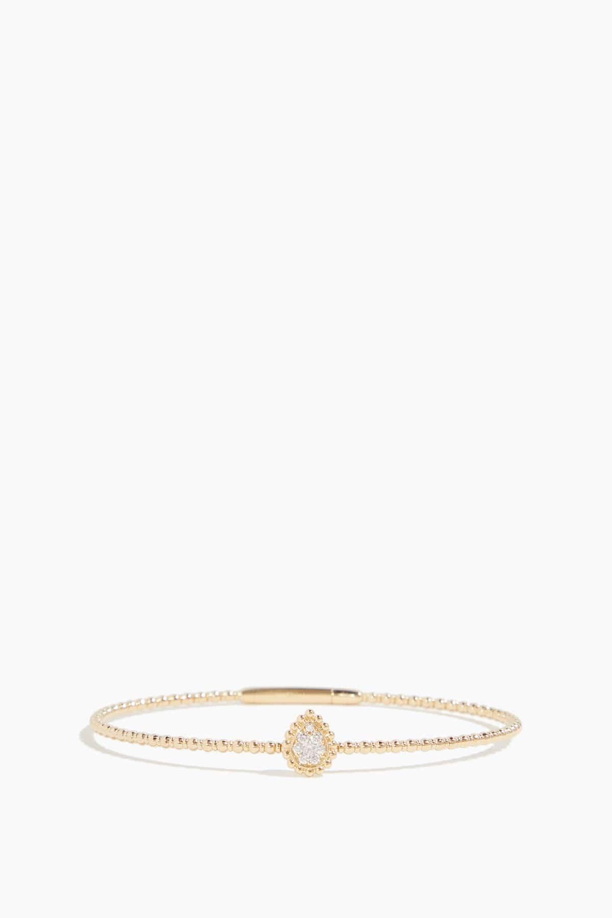 Pave Tear Flexible Bangle in 14k Yellow Gold by VINTAGE LA ROSE