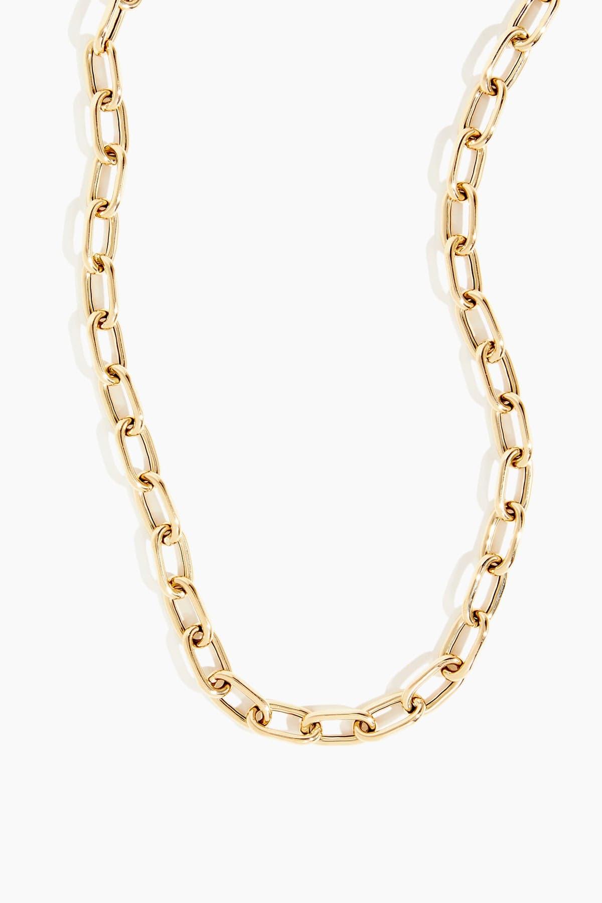 Puffy Paper Clip Chain in 14k Yellow Gold by VINTAGE LA ROSE