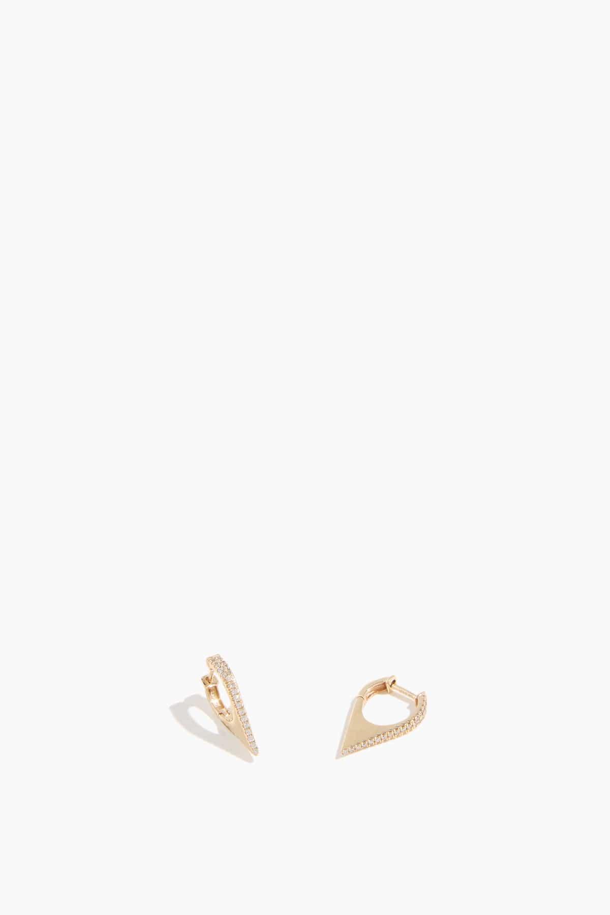 Pyramid Pave Spike Earrings in 14k Yellow Gold by VINTAGE LA ROSE
